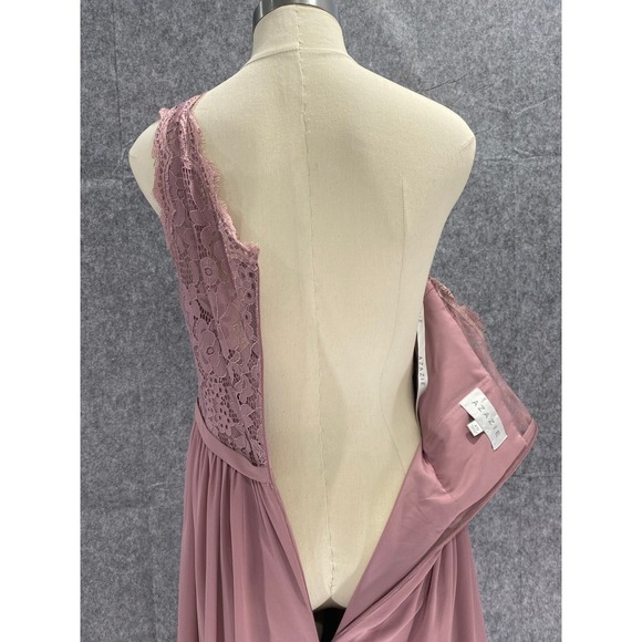 Azazie Demi One Shoulder Dress Lace Bodice Formal Gown Bridesmaid Mauve Size A10 - Picture 6 of 11